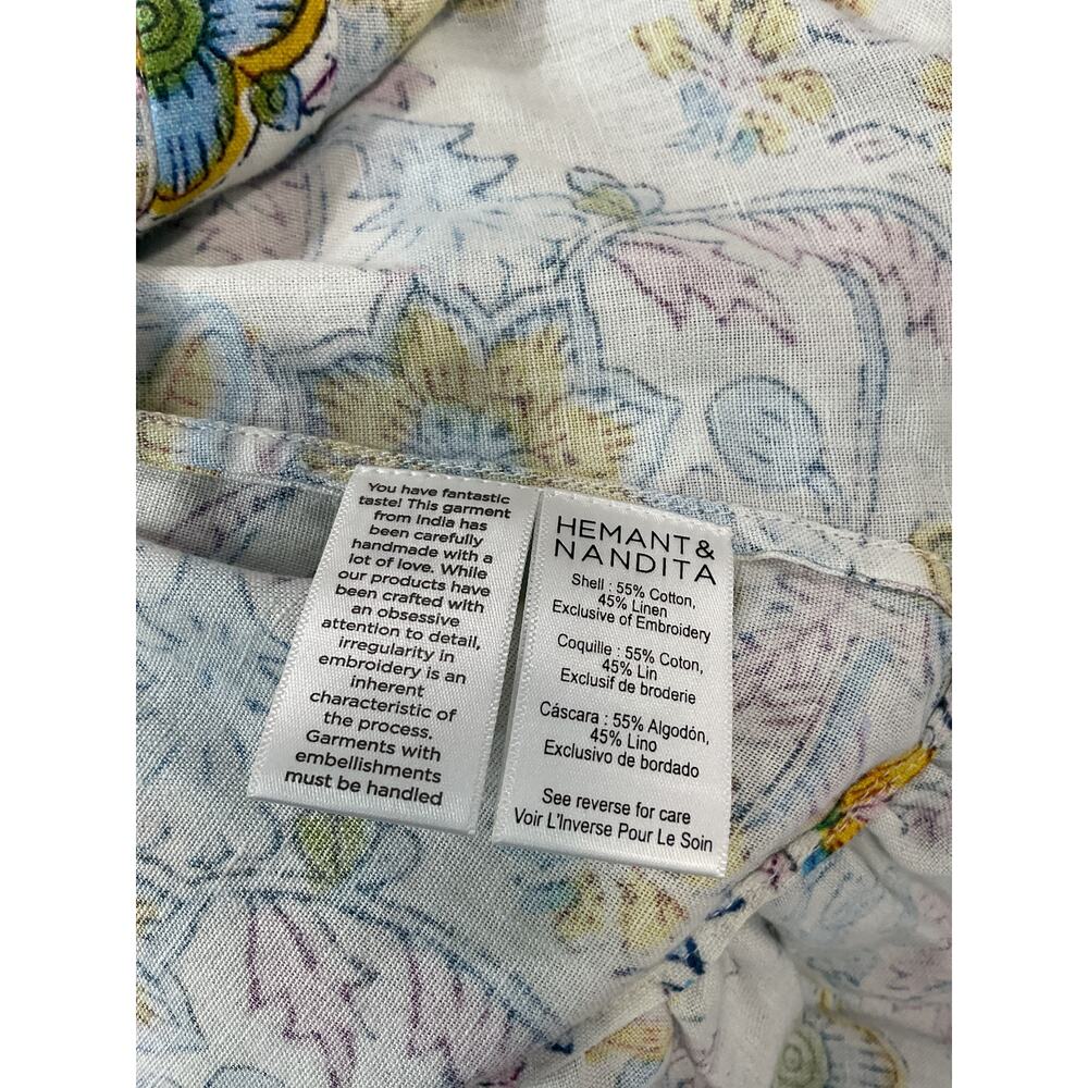 Hemant And Nandita Floral White Shirt Dress Size M - Picture 5 of 5